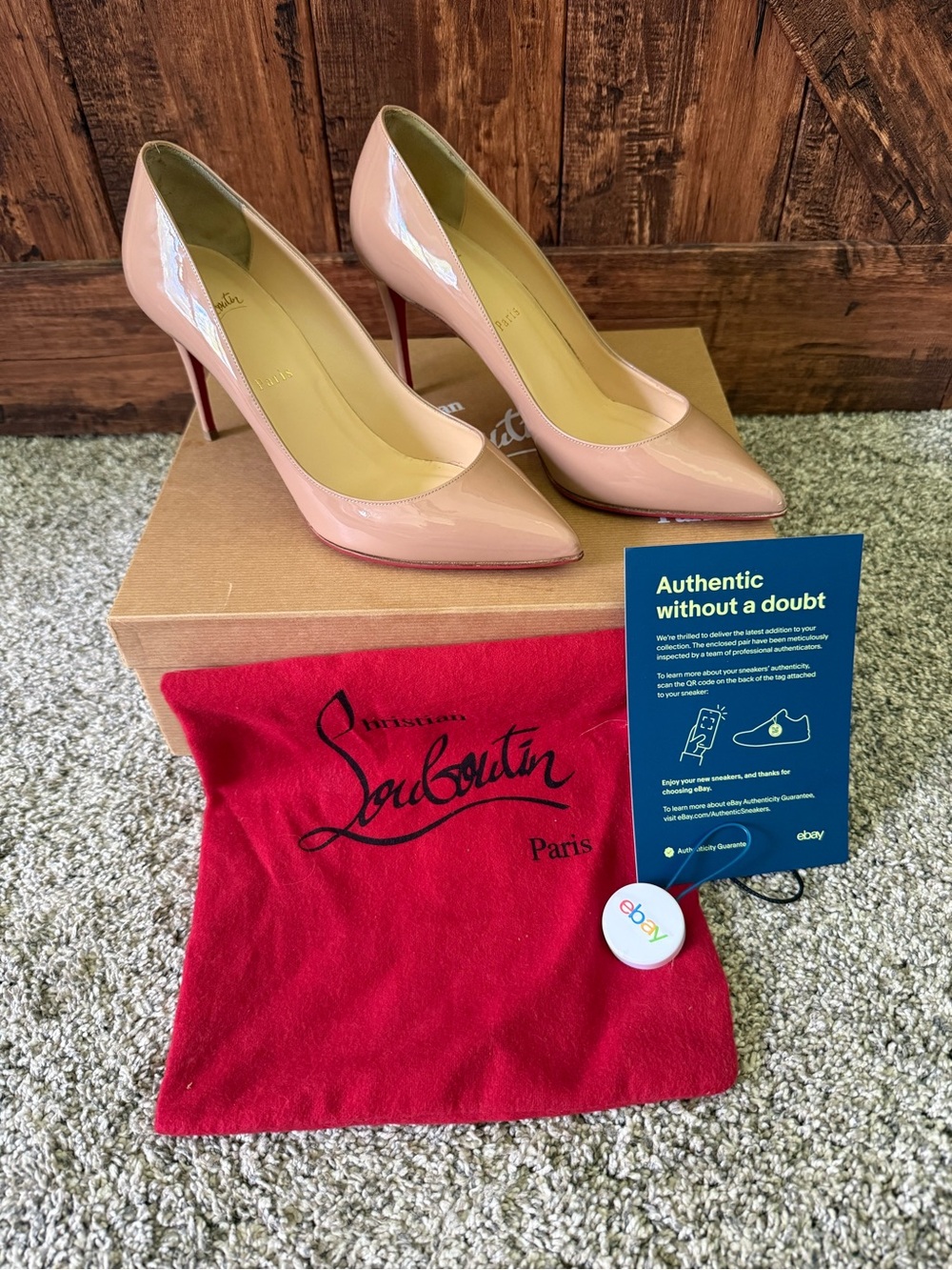 Christian Louboutin Kate 100 nude size 40 patent leather.